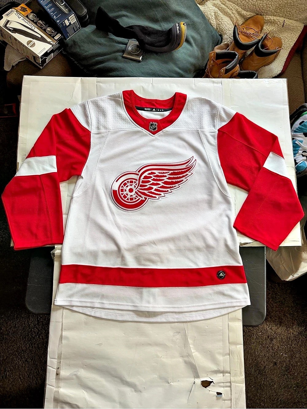 Adidas Detroit Red Wings Away Authentic Pro Jersey White & Red Size 54